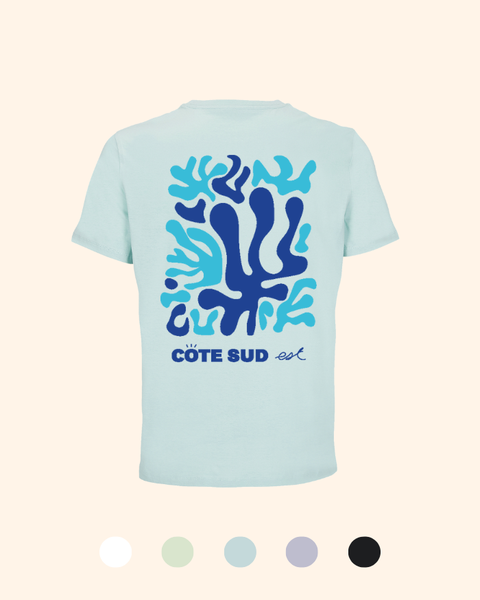 t-shirt unisexe corail bleu